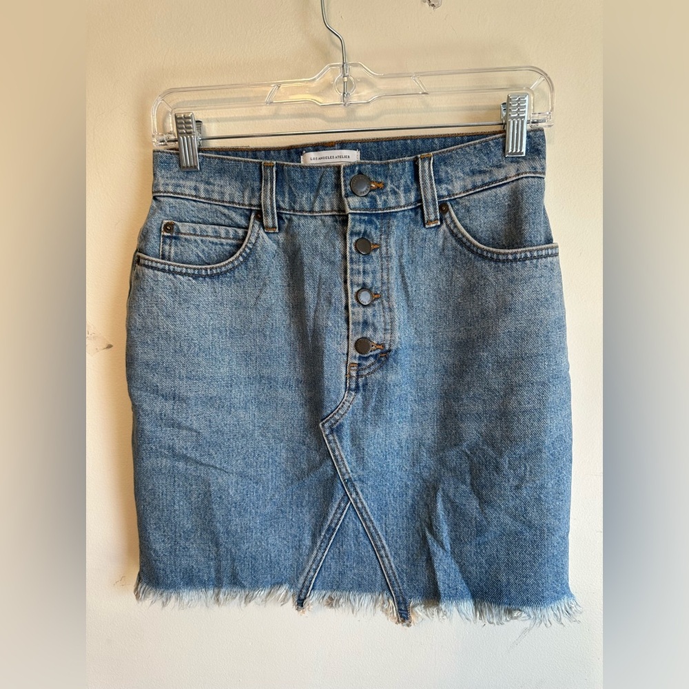 Los Angeles Atelier &‎ Other Stories Denim Mini Skirt Raw Frayed Hem Size 6